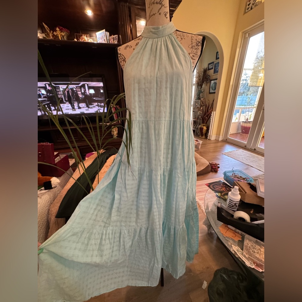 Trina Turk Pale Blue Halter Maxi Dress